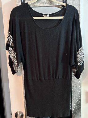 Black Sequin-Embellished Women's  Blouse by (Unknown)